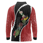 New Zealand Christmas Long Sleeve Polo Shirt Flora Map with Birds - Aussie Hoodie