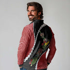 New Zealand Christmas Long Sleeve Polo Shirt Flora Map with Birds - Aussie Hoodie