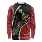 New Zealand Christmas Long Sleeve Shirt Flora Map with Birds - Aussie Hoodie