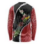 New Zealand Christmas Long Sleeve Shirt Flora Map with Birds - Aussie Hoodie