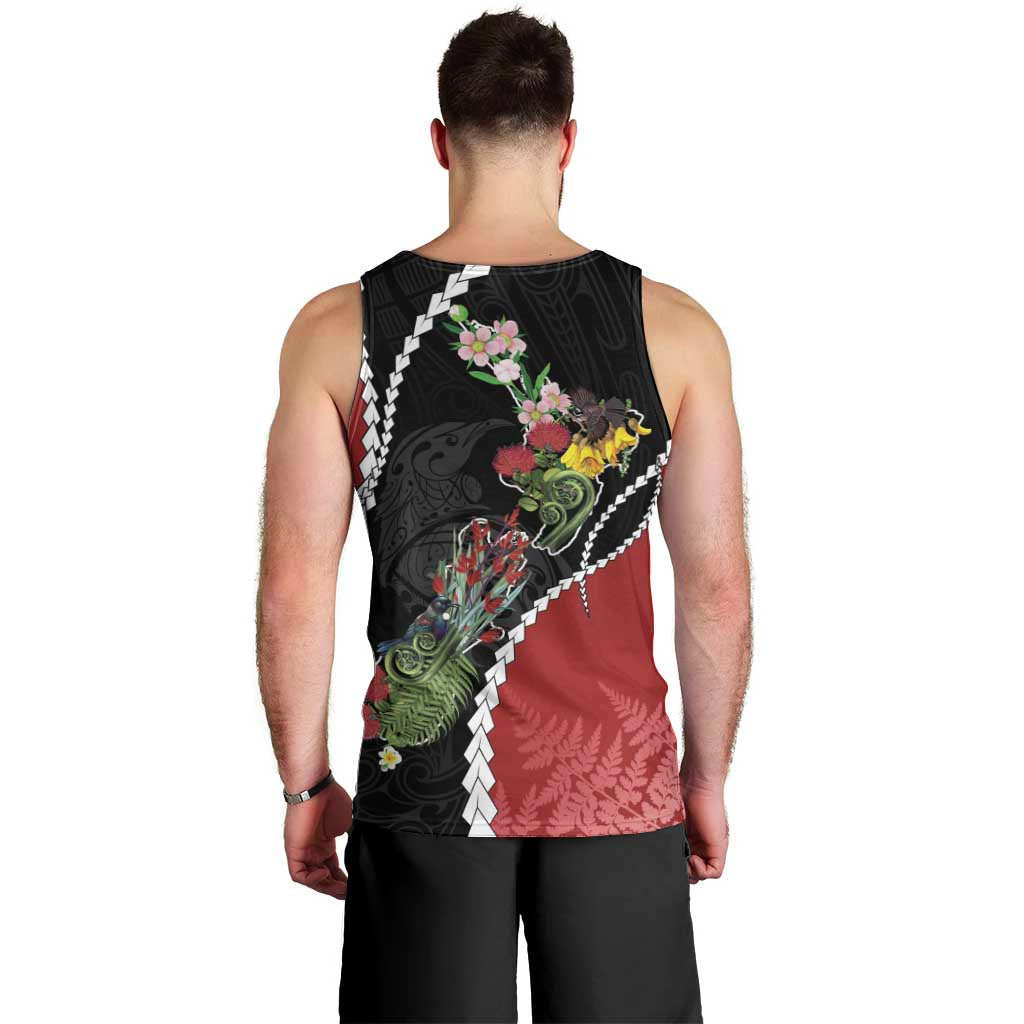 New Zealand Christmas Men Tank Top Flora Map with Birds - Aussie Hoodie