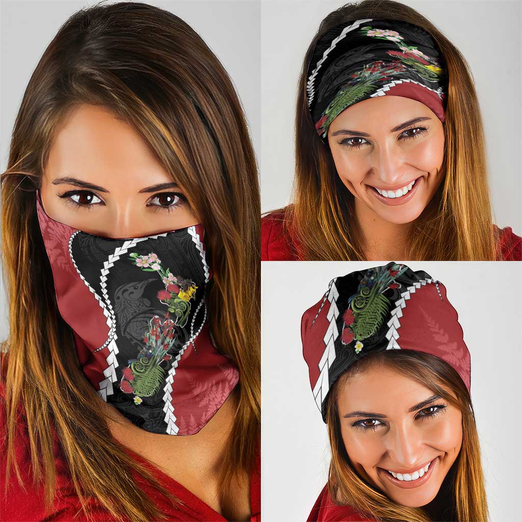 New Zealand Christmas Neck Gaiter Flora Map with Birds - Aussie Hoodie