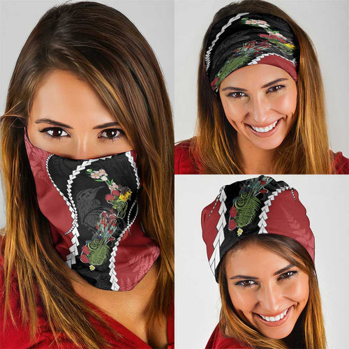 New Zealand Christmas Neck Gaiter Flora Map with Birds - Aussie Hoodie