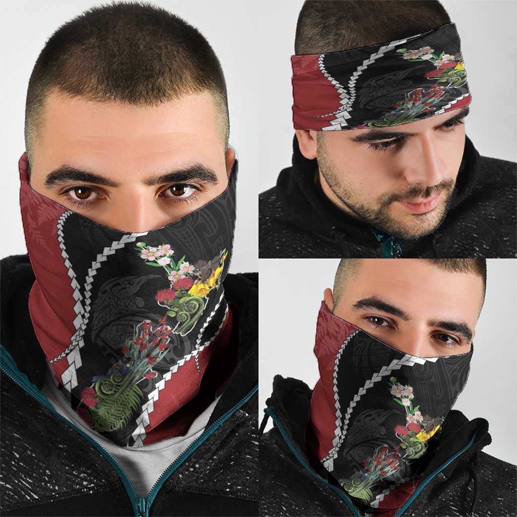 New Zealand Christmas Neck Gaiter Flora Map with Birds - Aussie Hoodie