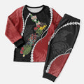 New Zealand Christmas Pajama Set Flora Map with Birds - Aussie Hoodie