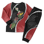 New Zealand Christmas Pajama Set Flora Map with Birds - Aussie Hoodie