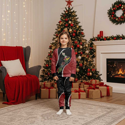 New Zealand Christmas Pajama Set Flora Map with Birds - Aussie Hoodie