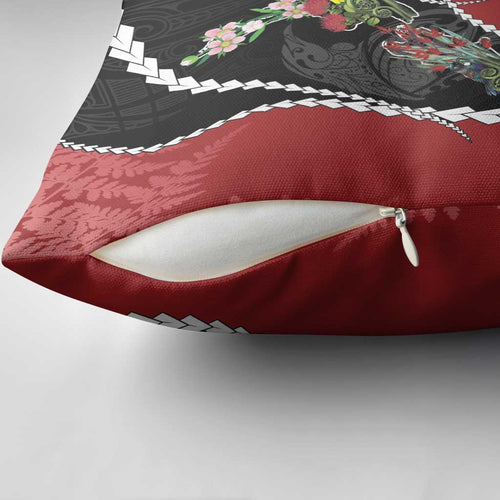 New Zealand Christmas Pillow Cover Flora Map with Birds - Aussie Hoodie