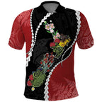 New Zealand Christmas Polo Shirt Flora Map with Birds - Aussie Hoodie