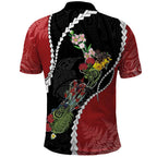 New Zealand Christmas Polo Shirt Flora Map with Birds - Aussie Hoodie