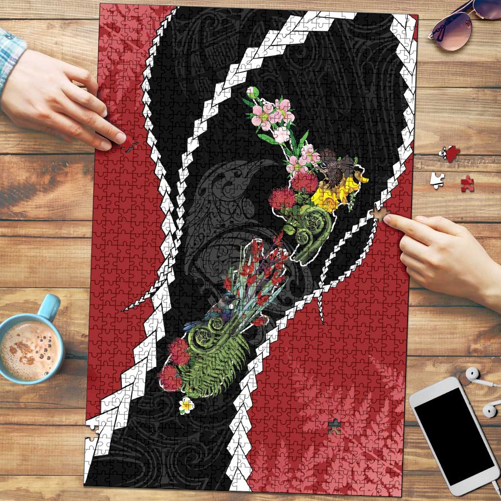New Zealand Christmas Puzzle Flora Map with Birds - Aussie Hoodie