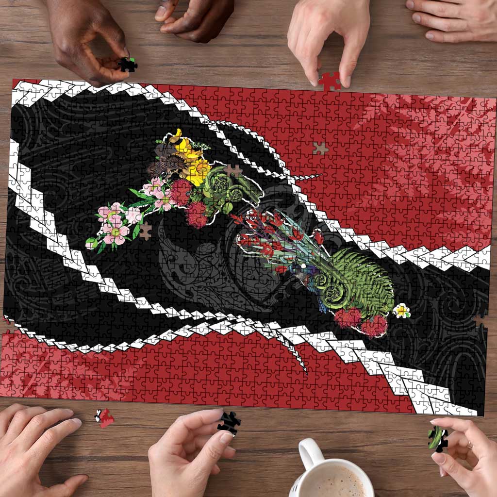 New Zealand Christmas Puzzle Flora Map with Birds - Aussie Hoodie