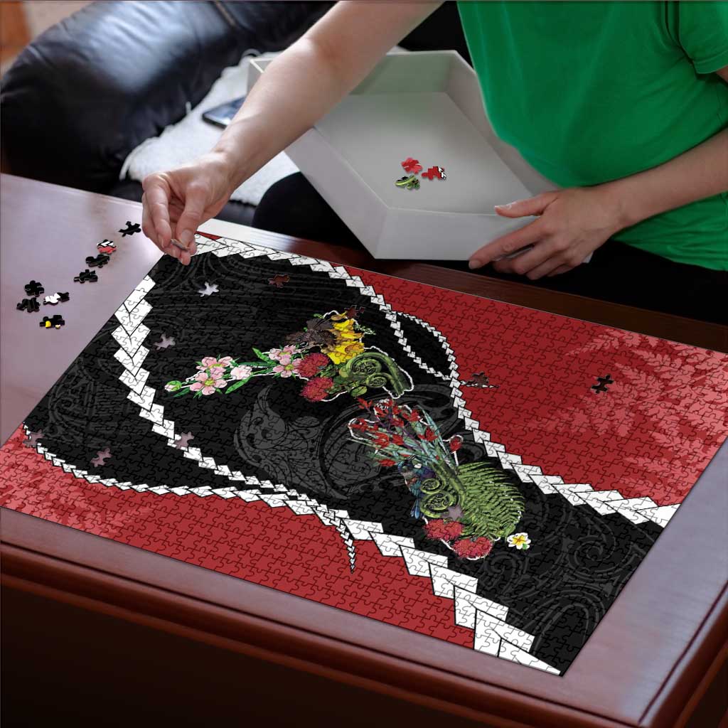 New Zealand Christmas Puzzle Flora Map with Birds - Aussie Hoodie