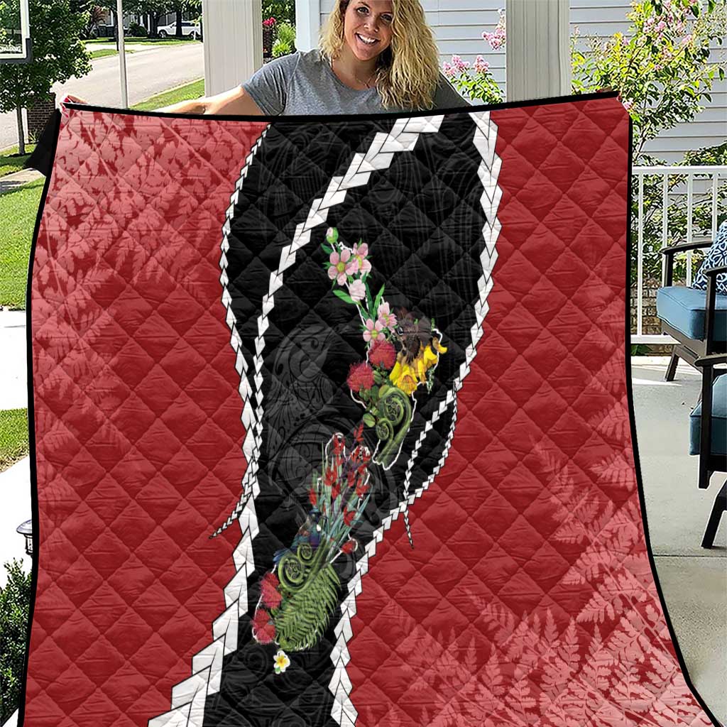 New Zealand Christmas Quilt Flora Map with Birds - Aussie Hoodie