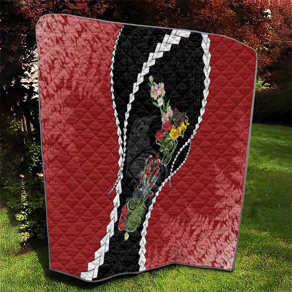 New Zealand Christmas Quilt Flora Map with Birds - Aussie Hoodie