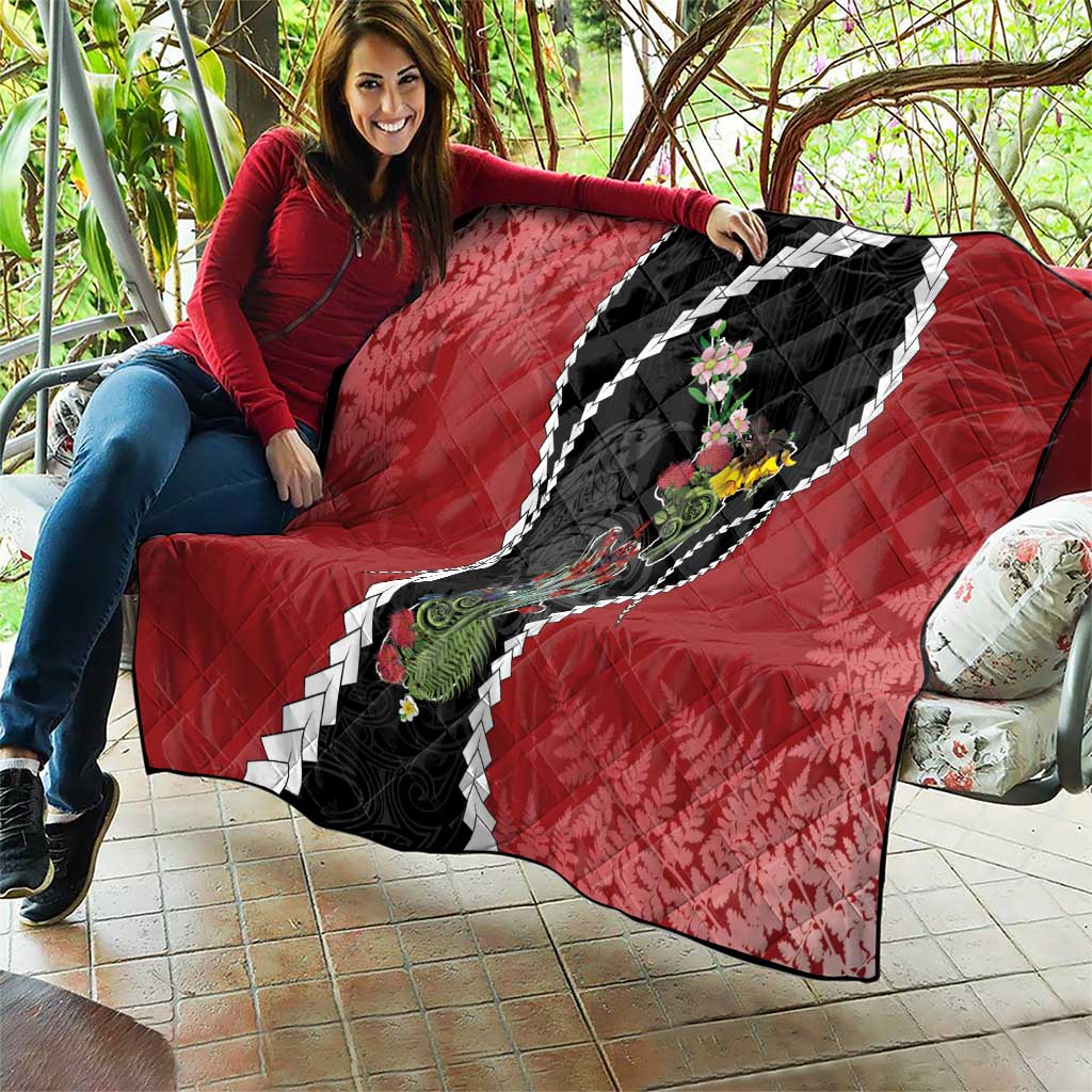 New Zealand Christmas Quilt Flora Map with Birds - Aussie Hoodie