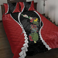 New Zealand Christmas Quilt Bed Set Flora Map with Birds - Aussie Hoodie