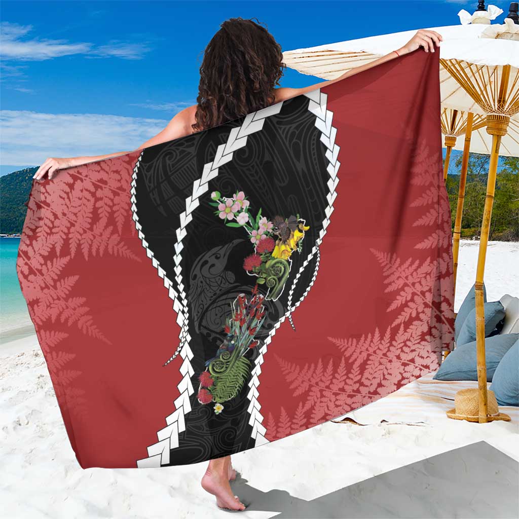 New Zealand Christmas Sarong Flora Map with Birds - Aussie Hoodie