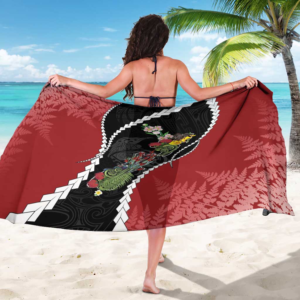 New Zealand Christmas Sarong Flora Map with Birds - Aussie Hoodie
