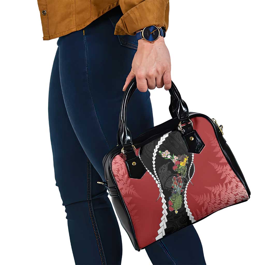 New Zealand Christmas Shoulder Handbag Flora Map with Birds - Aussie Hoodie