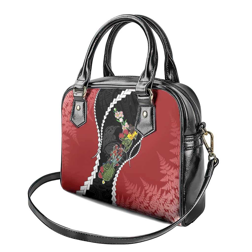 New Zealand Christmas Shoulder Handbag Flora Map with Birds - Aussie Hoodie