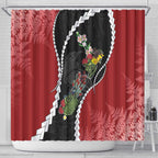 New Zealand Christmas Shower Curtain Flora Map with Birds - Aussie Hoodie
