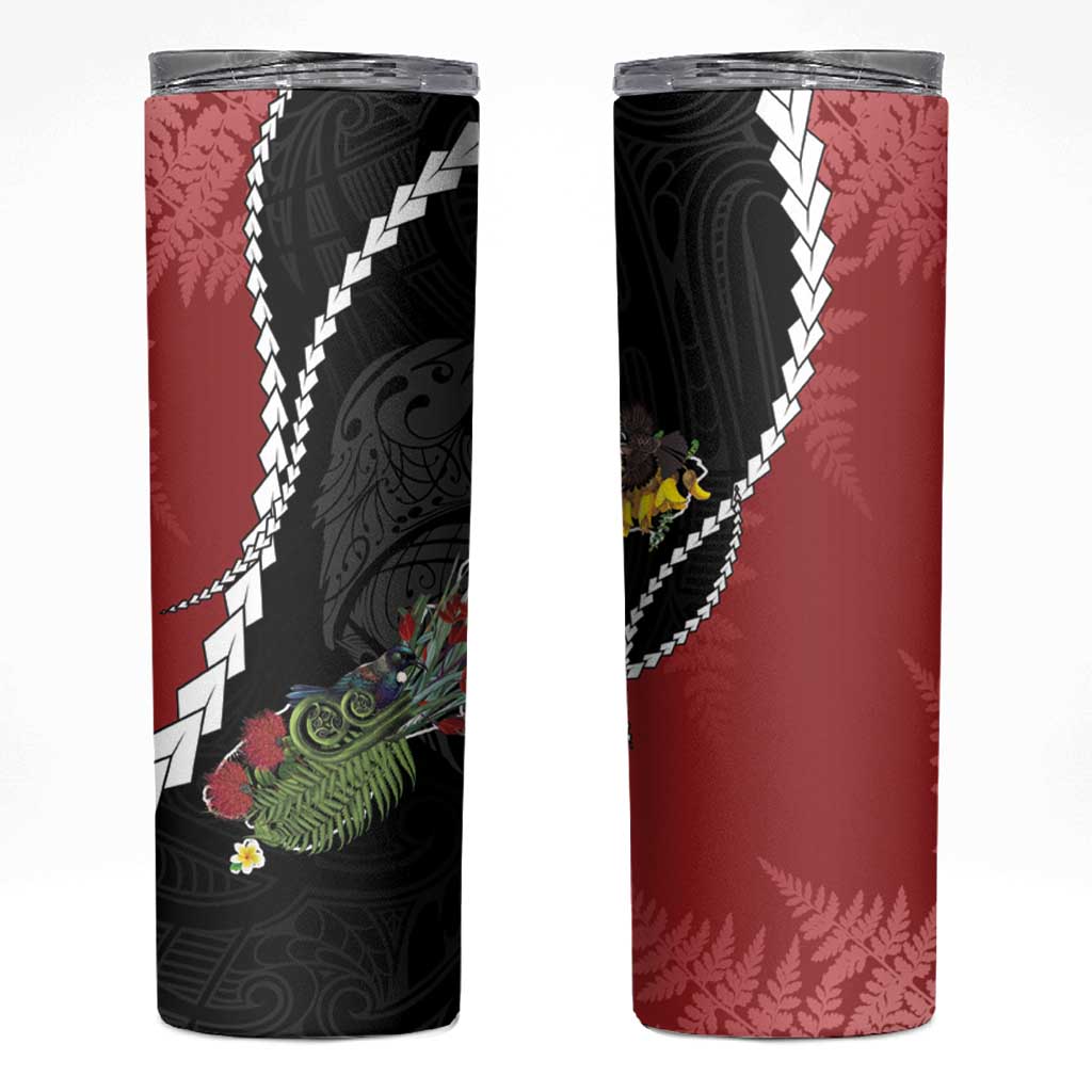 New Zealand Christmas Skinny Tumbler Flora Map with Birds - Aussie Hoodie