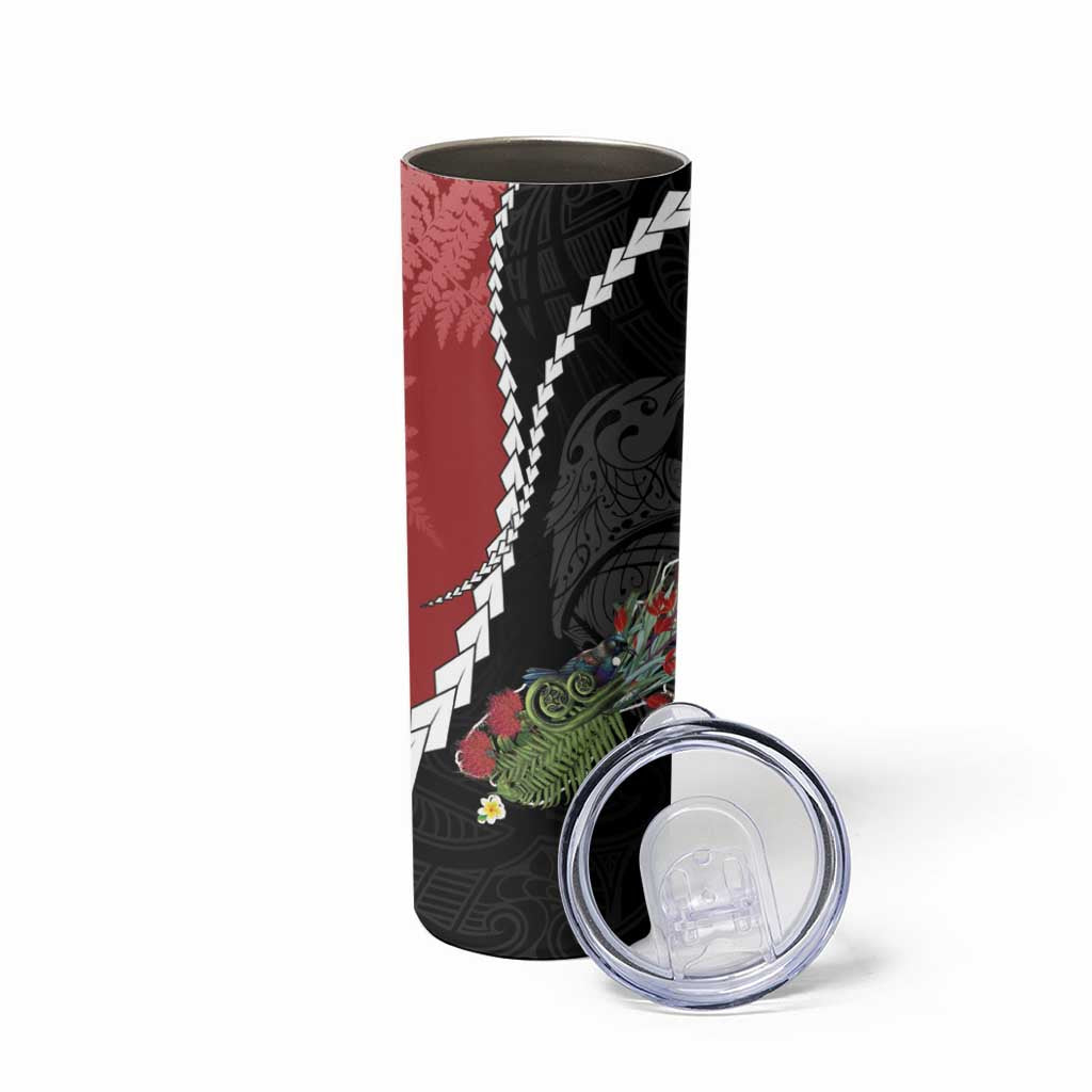 New Zealand Christmas Skinny Tumbler Flora Map with Birds - Aussie Hoodie