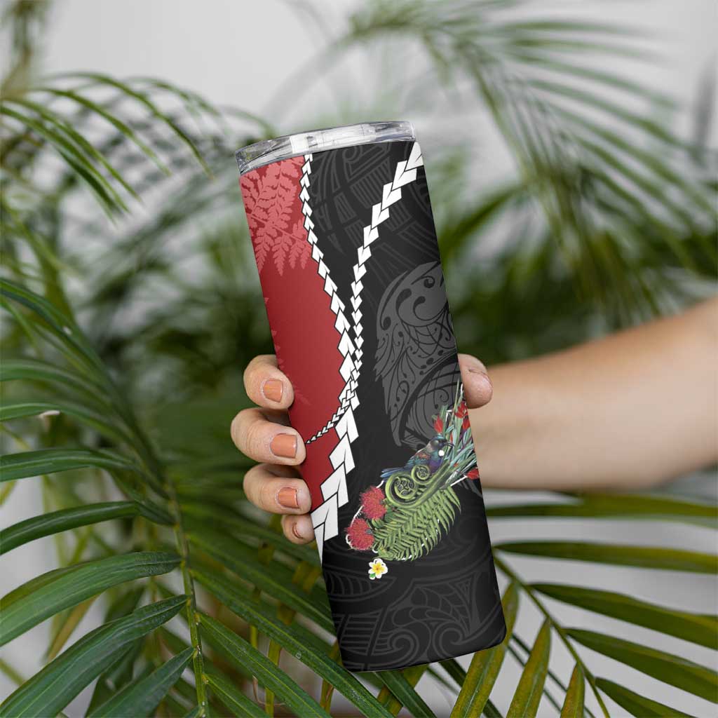 New Zealand Christmas Skinny Tumbler Flora Map with Birds - Aussie Hoodie