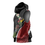 New Zealand Christmas Sleeveless Hoodie Flora Map with Birds - Aussie Hoodie