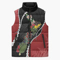 New Zealand Christmas Sleeveless Puffer Jacket Flora Map with Birds - Aussie Hoodie