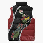 New Zealand Christmas Sleeveless Puffer Jacket Flora Map with Birds - Aussie Hoodie