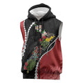 New Zealand Christmas Sleeveless Zip Hoodie Flora Map with Birds LT7