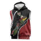 New Zealand Christmas Sleeveless Zip Hoodie Flora Map with Birds LT7