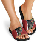 New Zealand Christmas Slide Sandals Flora Map with Birds - Aussie Hoodie