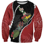 New Zealand Christmas Sweatshirt Flora Map with Birds - Aussie Hoodie