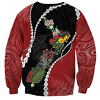 New Zealand Christmas Sweatshirt Flora Map with Birds - Aussie Hoodie