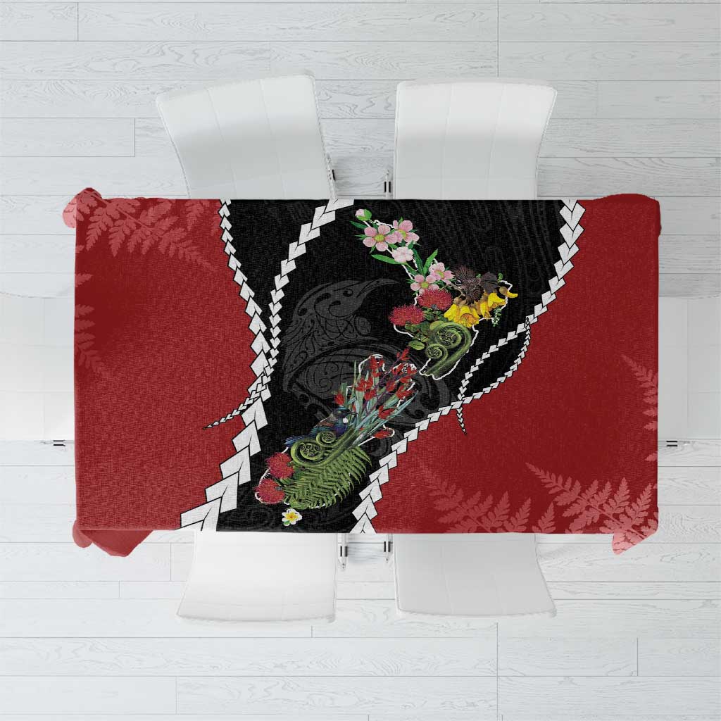 New Zealand Christmas Tablecloth Flora Map with Birds - Aussie Hoodie