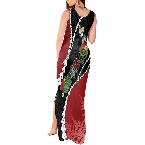 New Zealand Christmas Tank Maxi Dress Flora Map with Birds - Aussie Hoodie