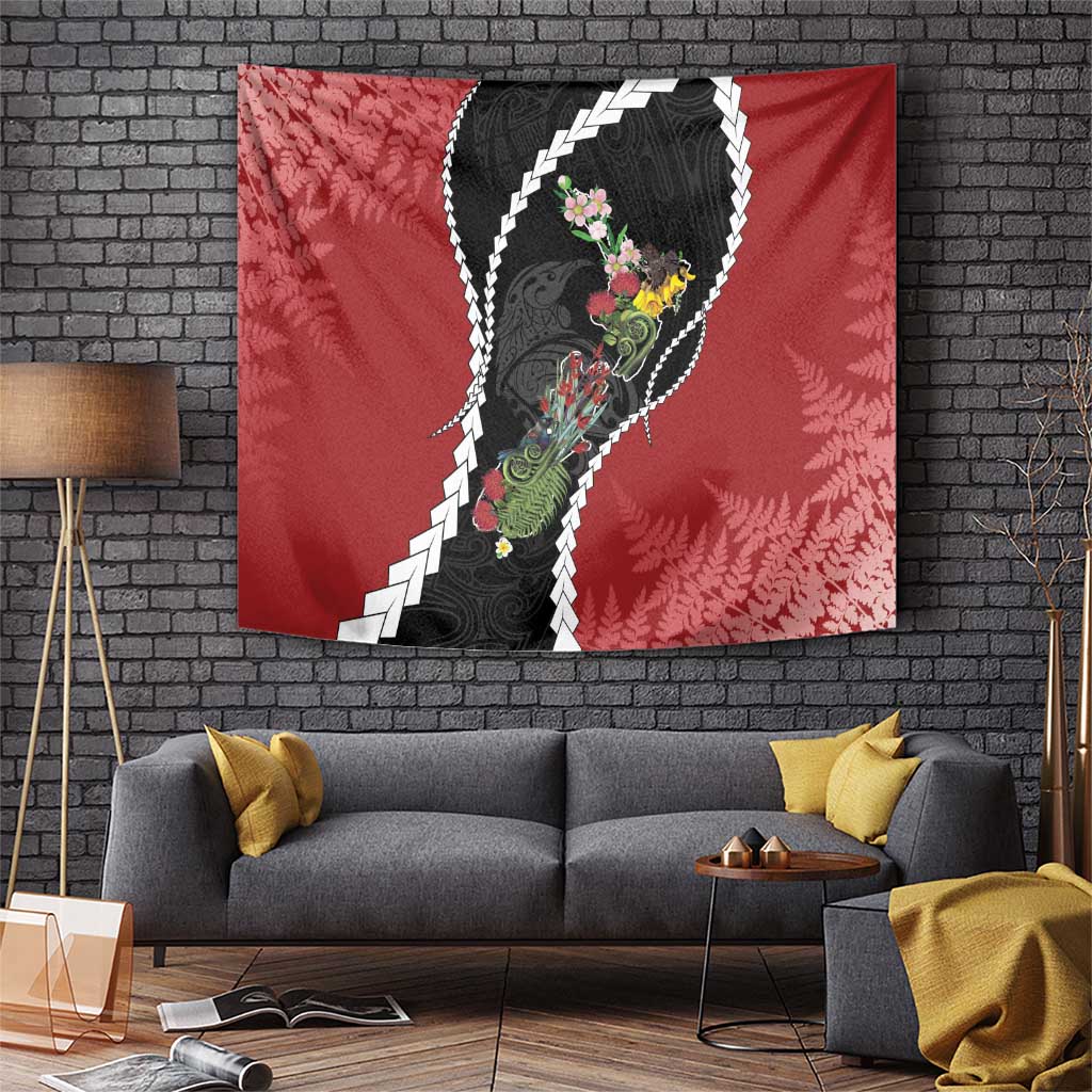 New Zealand Christmas Tapestry Flora Map with Birds - Aussie Hoodie