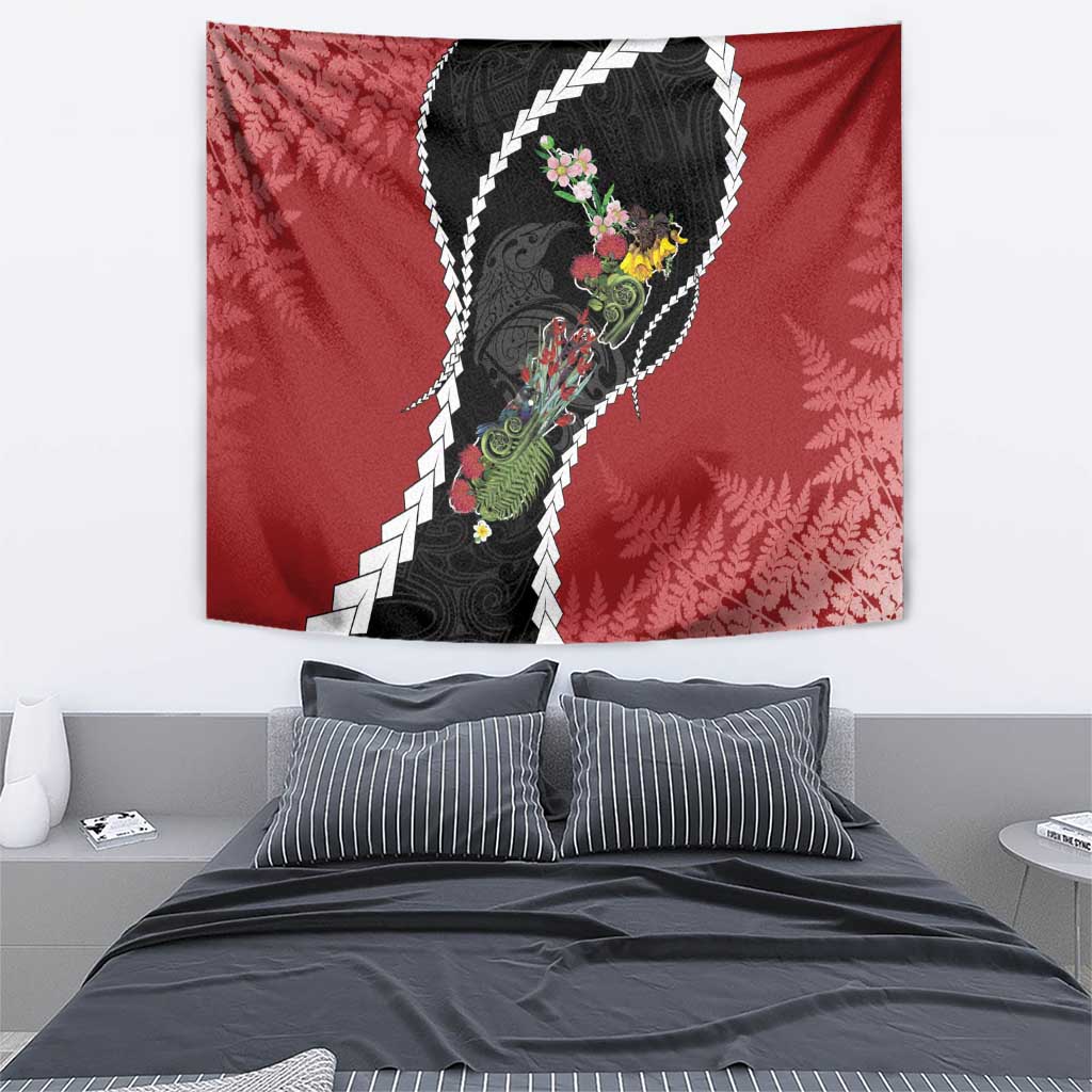 New Zealand Christmas Tapestry Flora Map with Birds - Aussie Hoodie