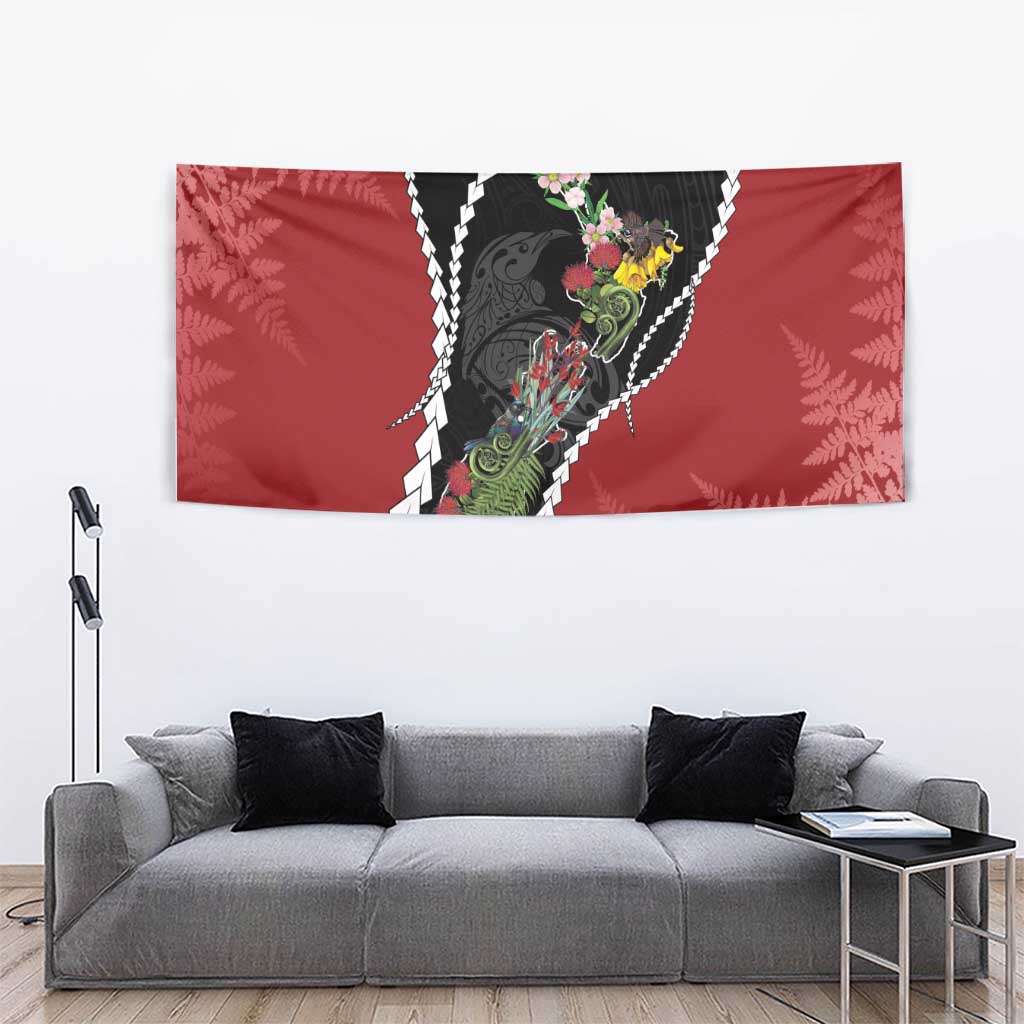 New Zealand Christmas Tapestry Flora Map with Birds - Aussie Hoodie