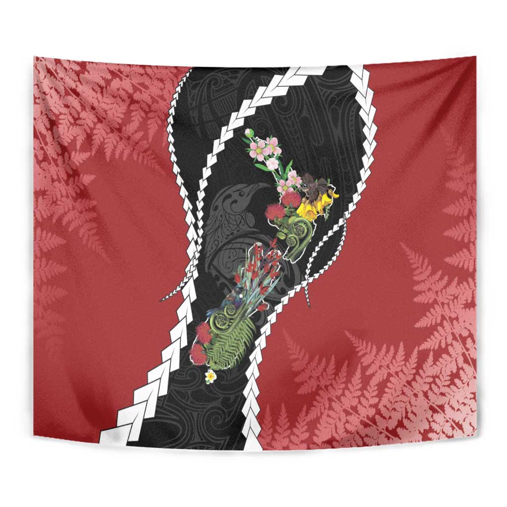 New Zealand Christmas Tapestry Flora Map with Birds - Aussie Hoodie