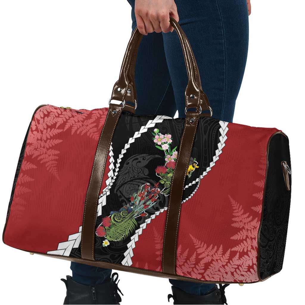 New Zealand Christmas Travel Bag Flora Map with Birds - Aussie Hoodie