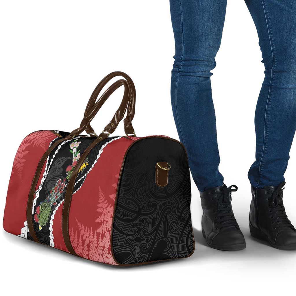 New Zealand Christmas Travel Bag Flora Map with Birds - Aussie Hoodie