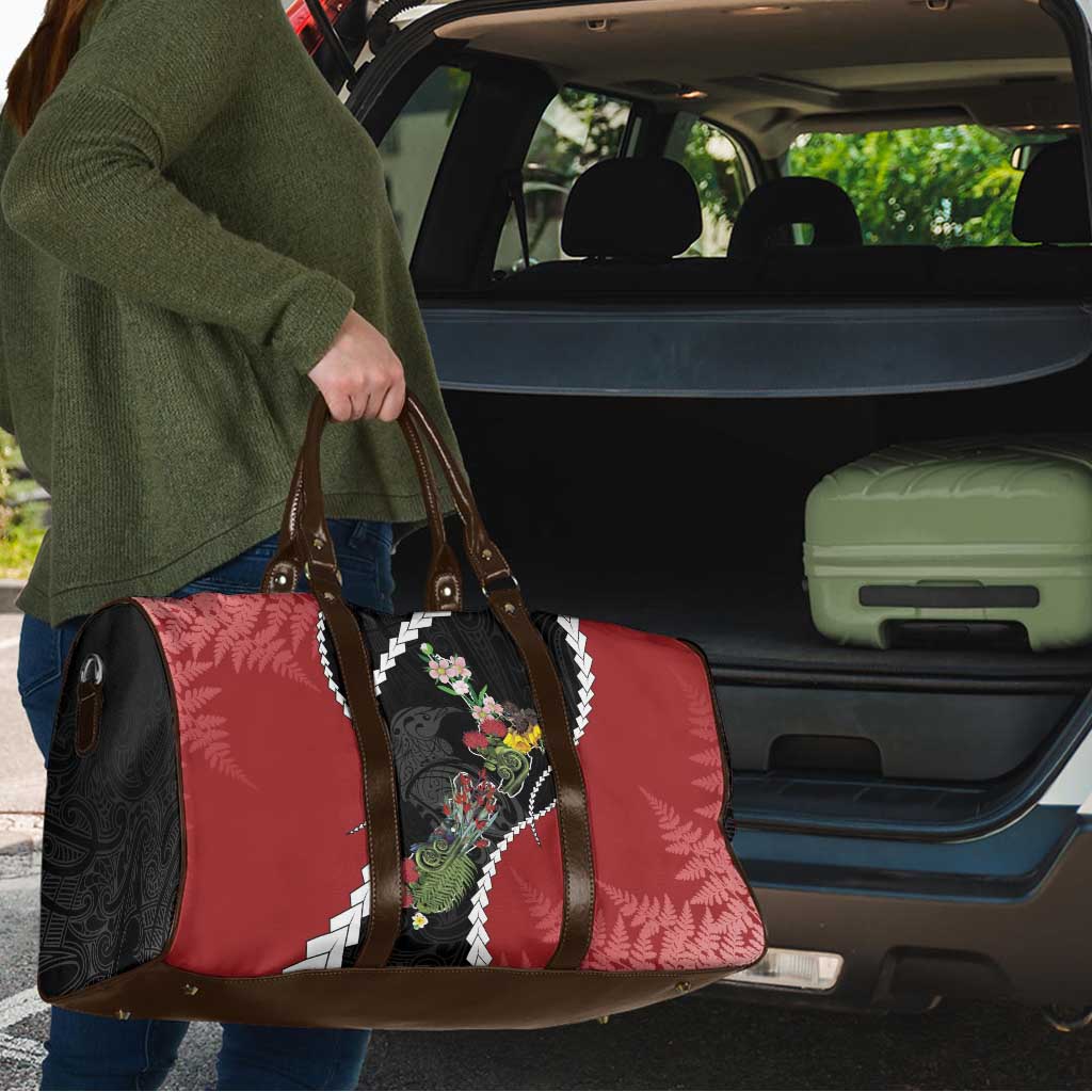 New Zealand Christmas Travel Bag Flora Map with Birds - Aussie Hoodie