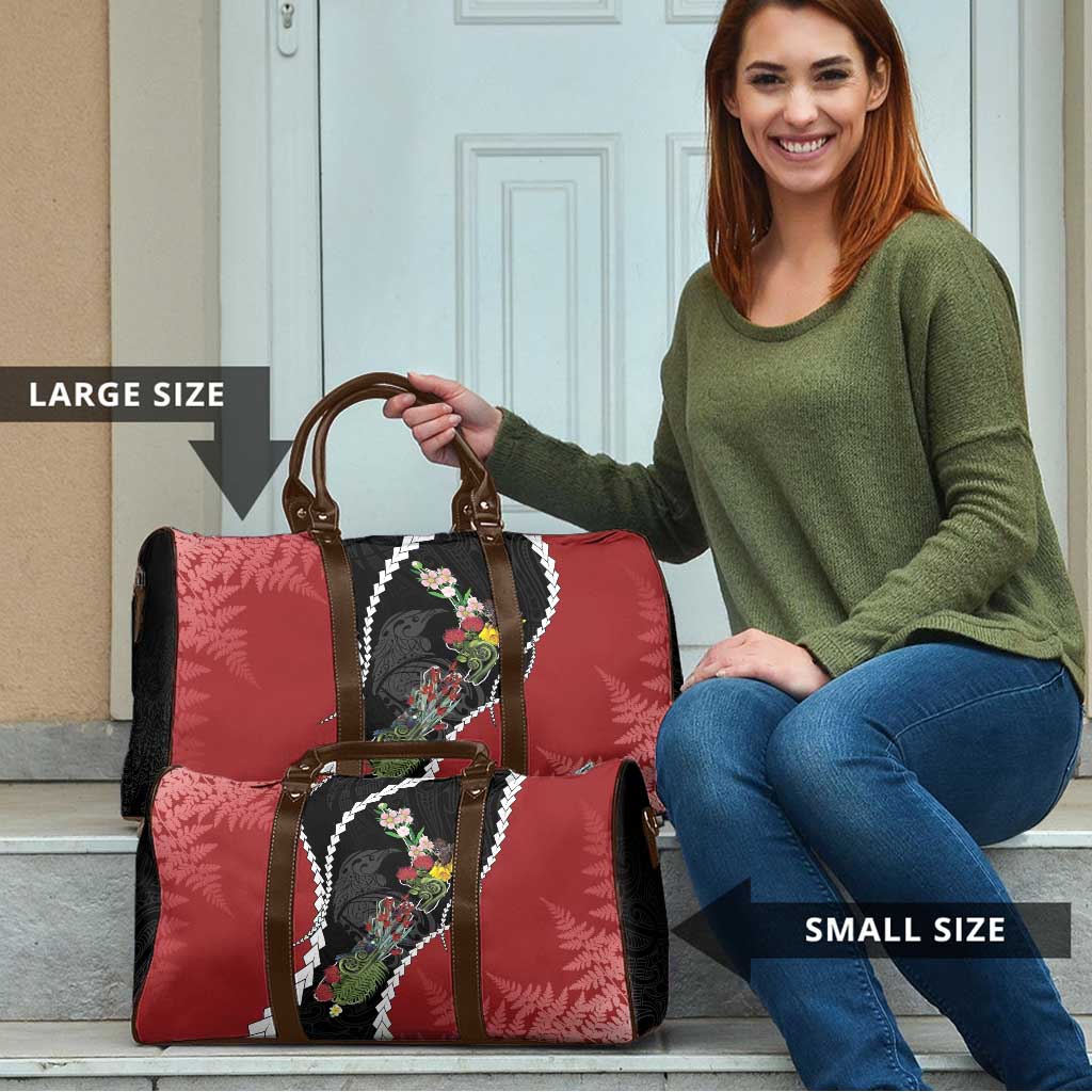 New Zealand Christmas Travel Bag Flora Map with Birds - Aussie Hoodie