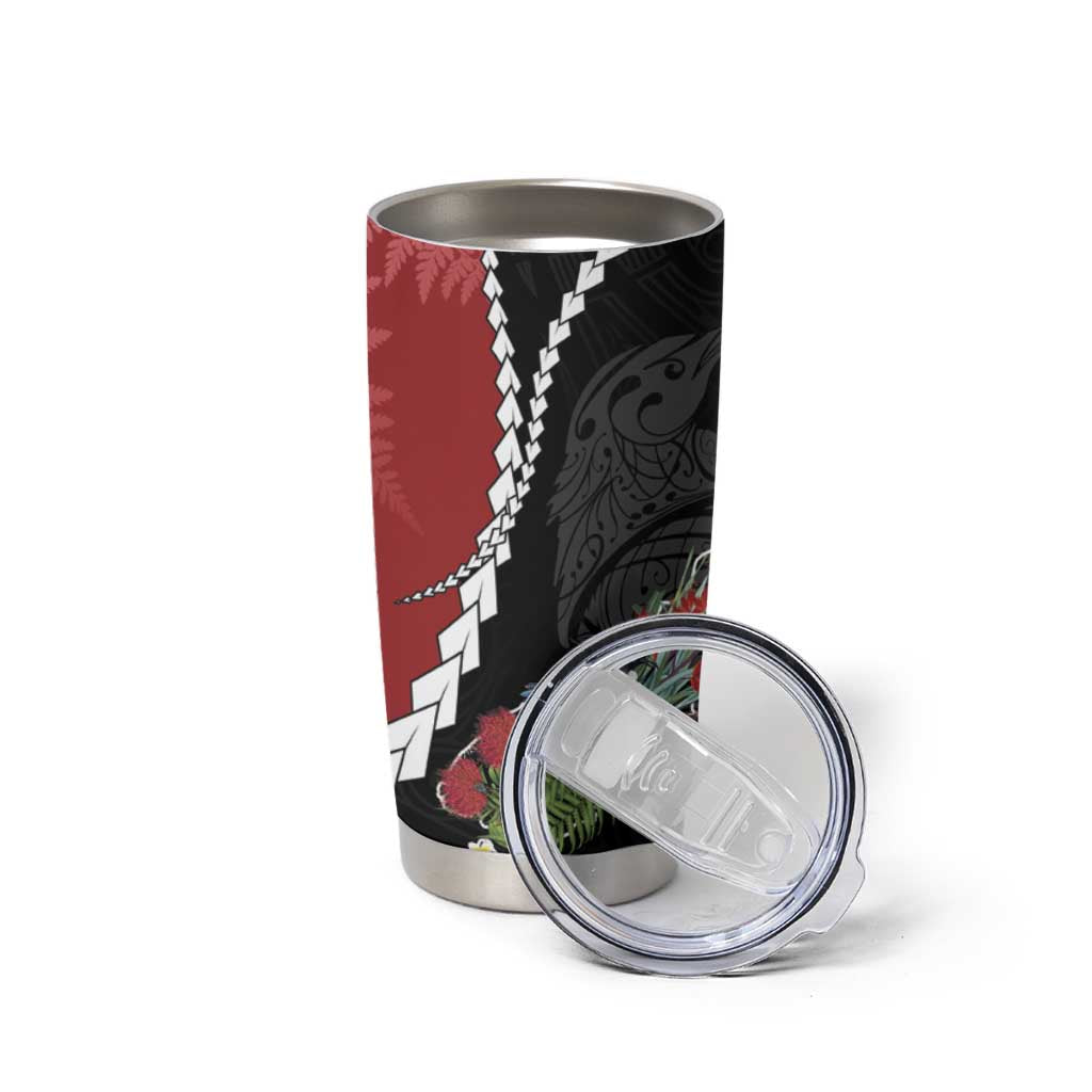 New Zealand Christmas Tumbler Cup Flora Map with Birds - Aussie Hoodie