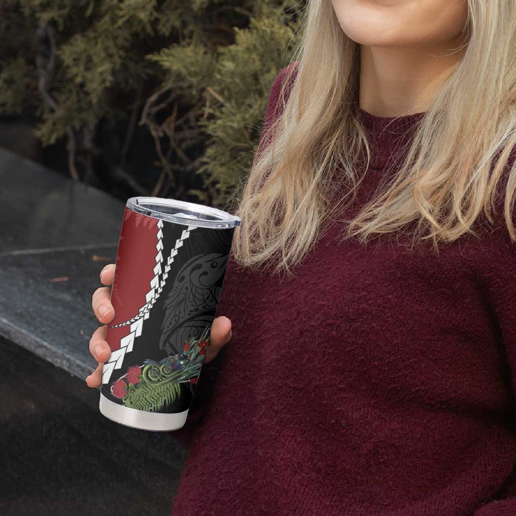 New Zealand Christmas Tumbler Cup Flora Map with Birds - Aussie Hoodie