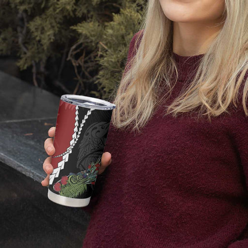 New Zealand Christmas Tumbler Cup Flora Map with Birds - Aussie Hoodie